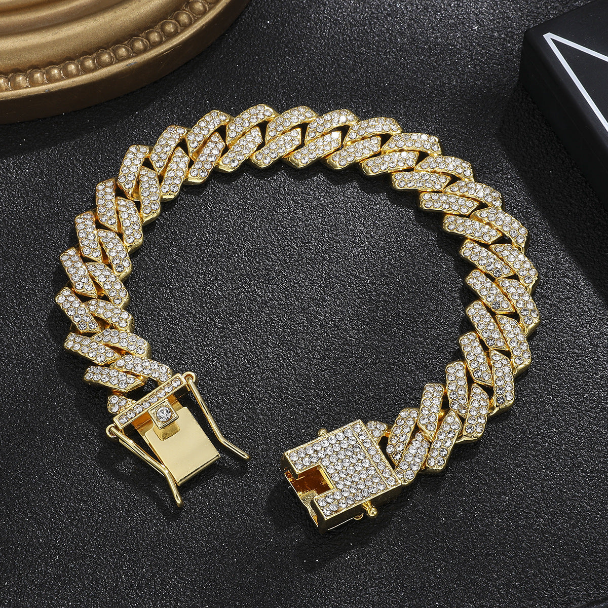 Wholesale Alloy Heavy-duty Full Diamond Cuban Chain Diamond-studded Men's Hip-hop Style Thick Necklace ACC-NE-MeiWeite002