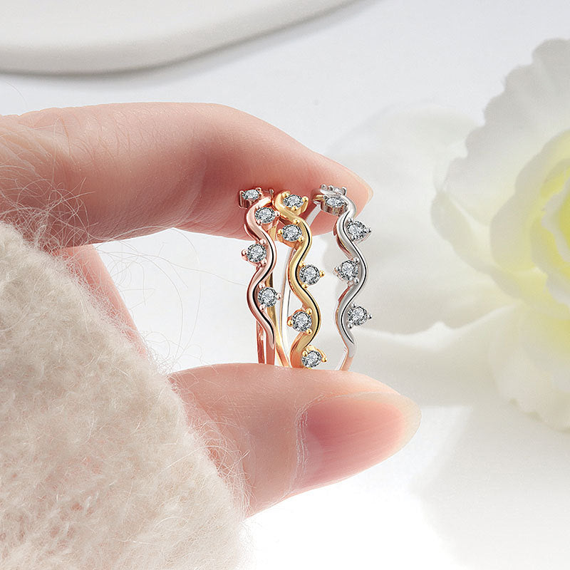 Wholesale s925 sterling silver wave pattern small ring