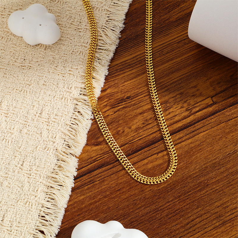 Wholesale Titanium Steel Gold Polished Chain Necklace Minimalist Jewelry Accessory for Everyday Use