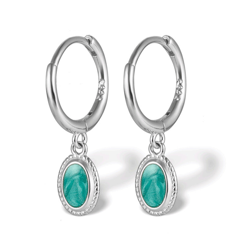 Wholesale S925 Silver Starry Sky Oil Drop Vintage Sterling Silver Earrings ACC-ES-JingXu003