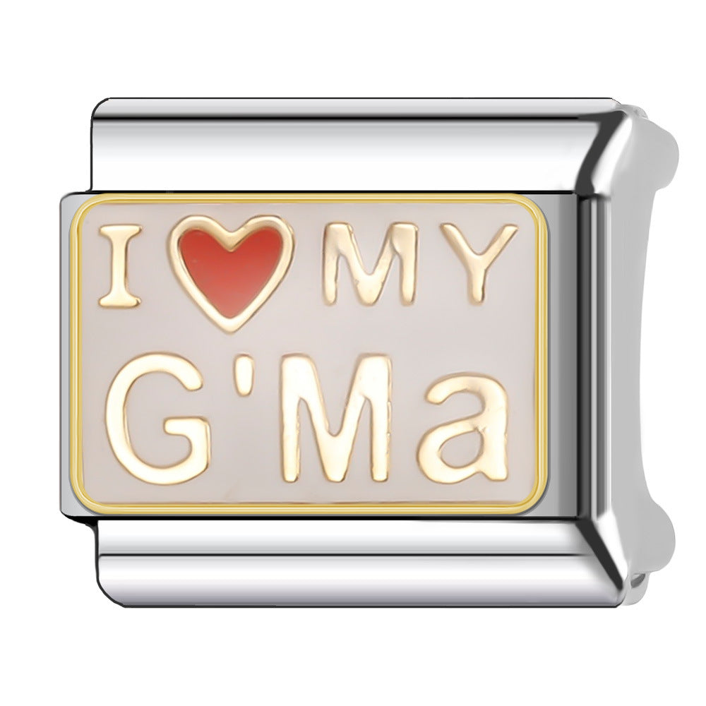 Wholesale Italian Charm Bracelet 9mm DIY Splicing English Series Stainless Steel Composable Bracelet