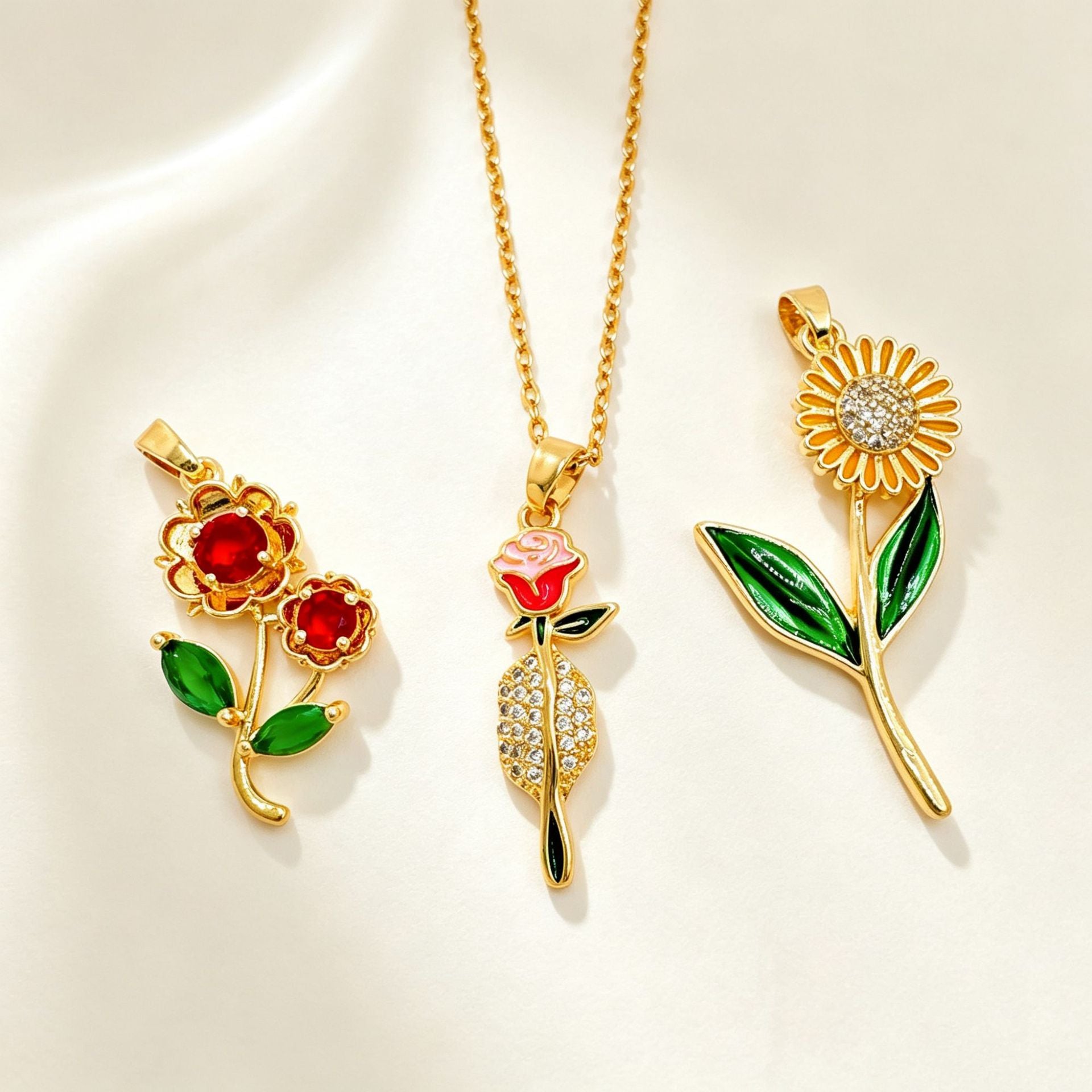 Wholesale Electroplated Copper Rose Flower Pendant Necklace,  Jewelry Accessory for Girls