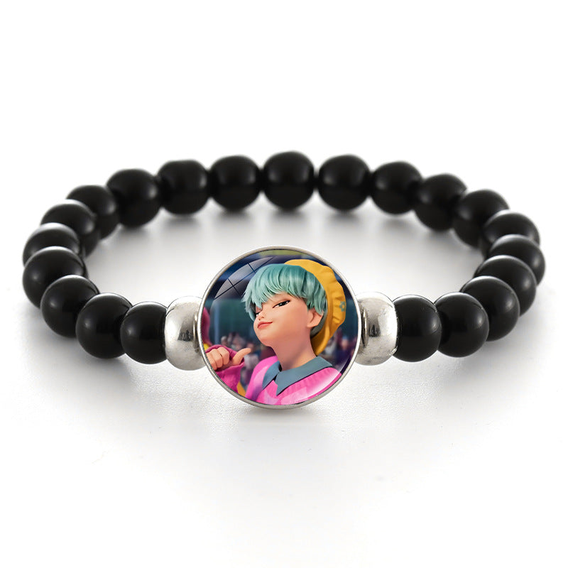 Wholesale kpop anime bracelet black beaded bracelet