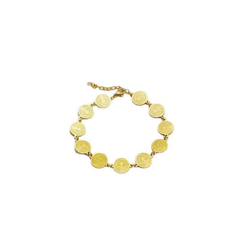 Wholesale  Light Luxury Circle Steel Bead  Stainless Steel Bracelet