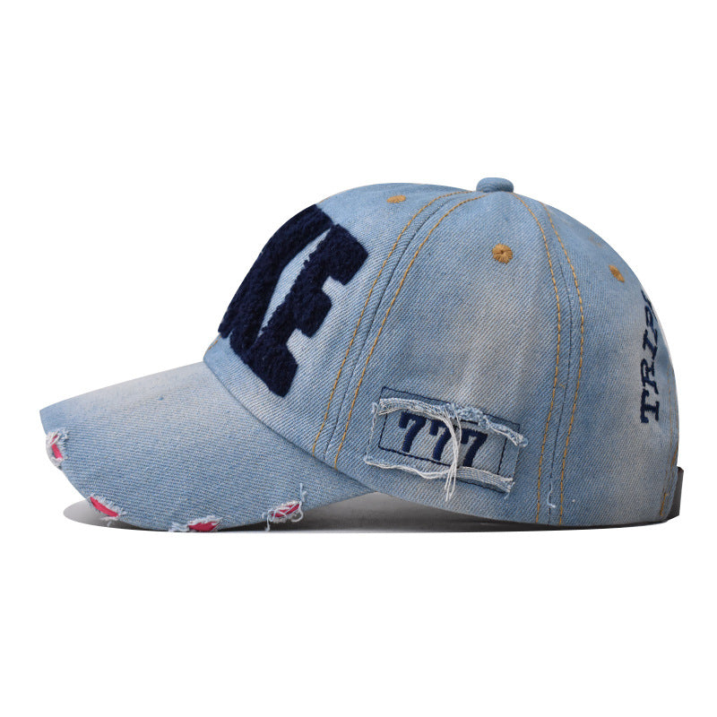 Wholesale  Denim baseball cap washed large embroidered  baseball cap
