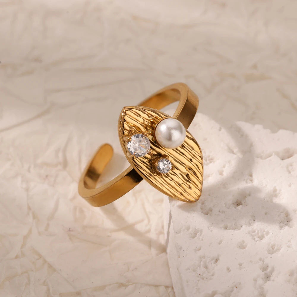 Wholesale Stainless Steel Pearl Starfish Shell Ring