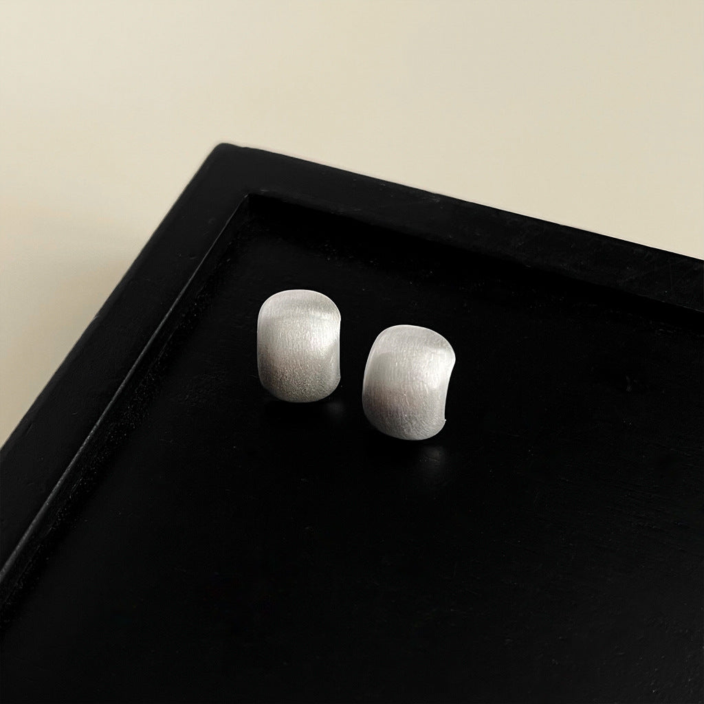 Wholesale  simple brushed frosted bean stud earrings