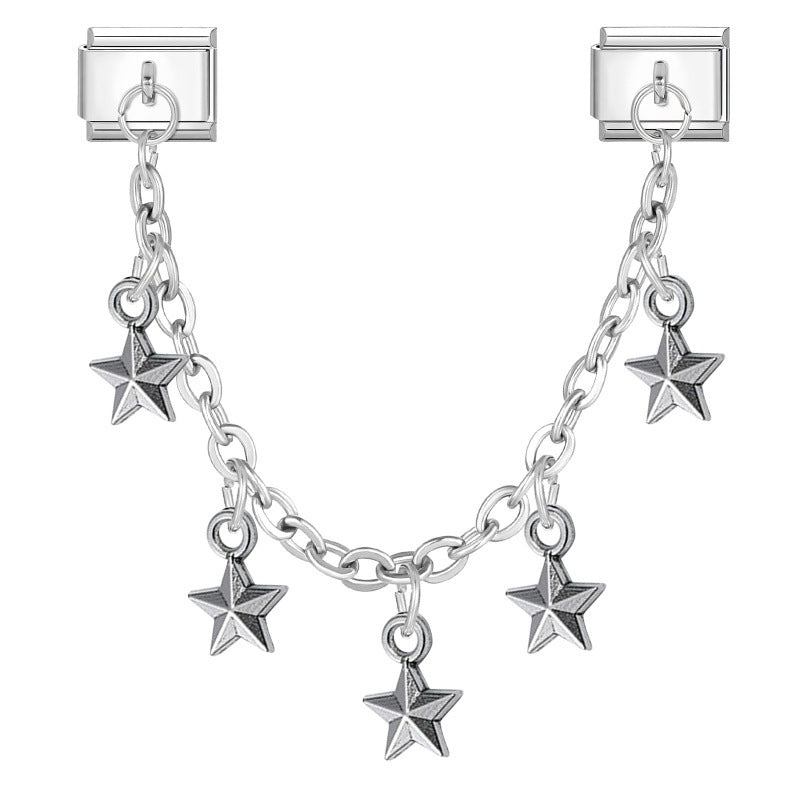 Wholesale 9mm Italian Charm Starter Bracelets DIY Double Hanger Stainless Steel Composable Bracelet