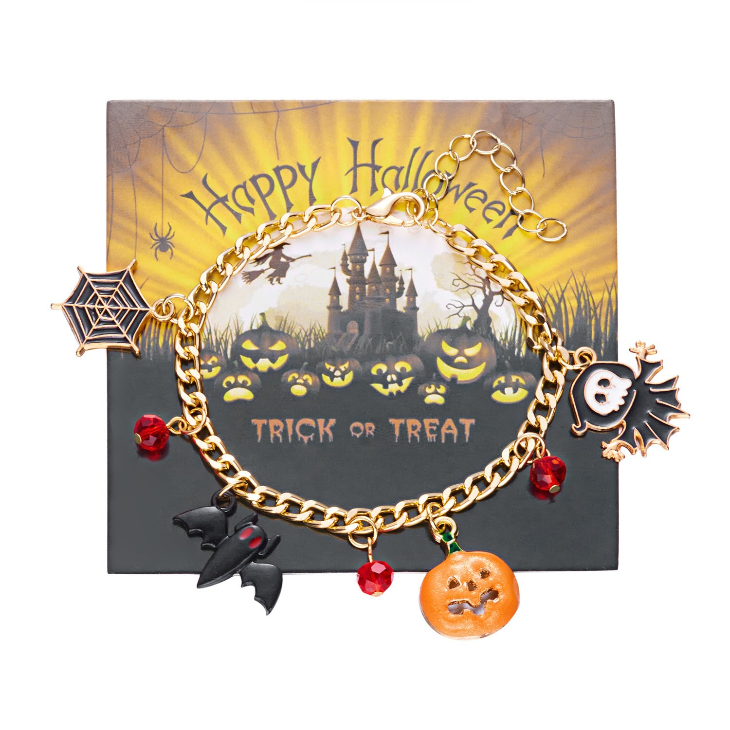 Wholesale Alloy Electroplated  Bracelet with Pumpkin Bat  Web Ghost Pendants - Stylish Jewelry Accessory for Unisex
