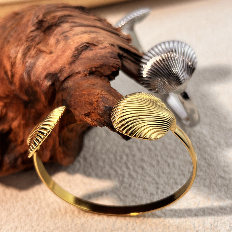 Wholesale  18K Stainless steel gold shell adjustable bracelet