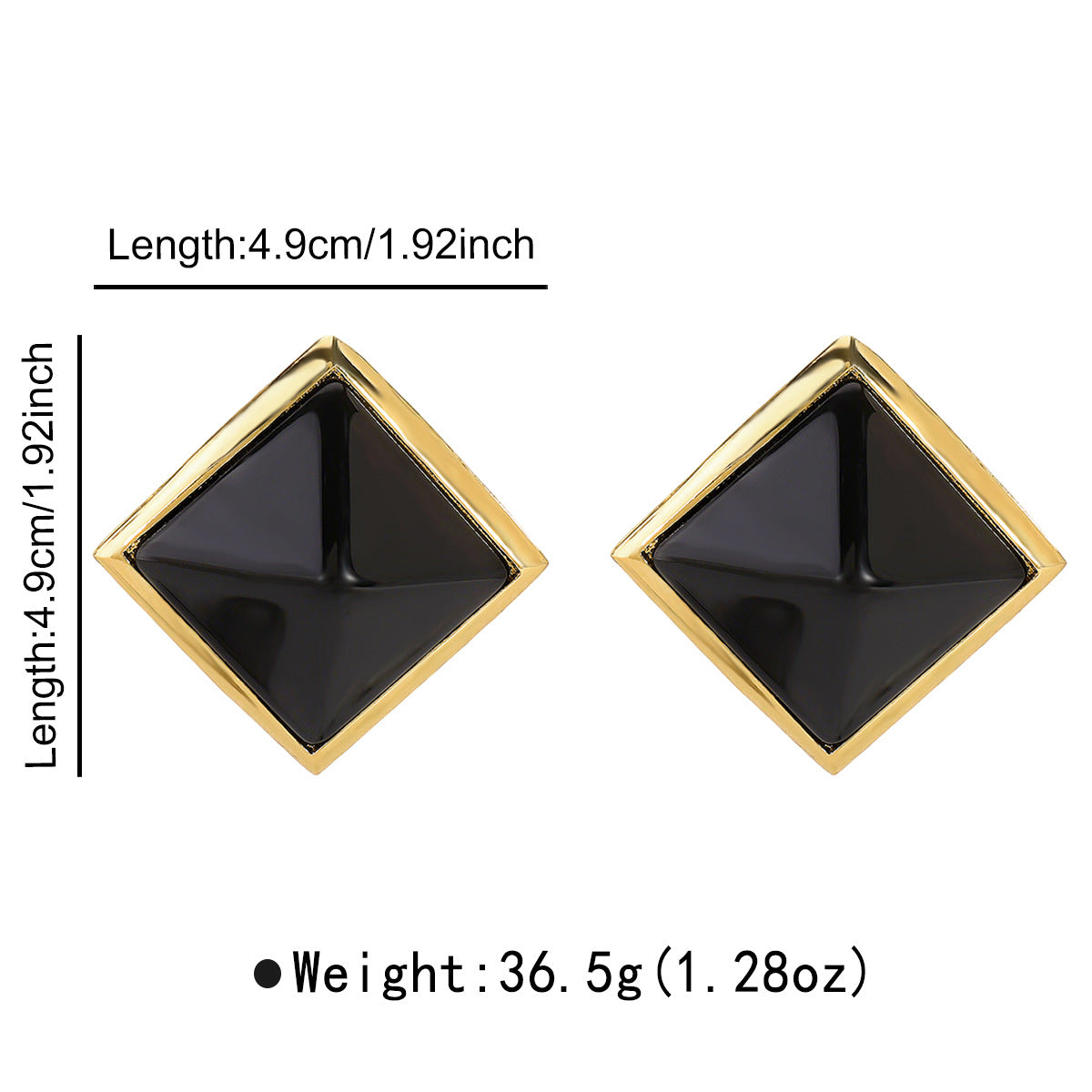 Wholesale geometric square earrings retro  simple spire diamond resin earrings