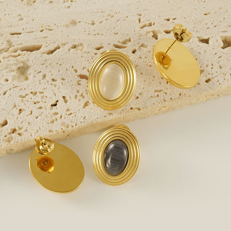 Wholesale Stainless Steel Natural Stone Earrings  ACC-ES-ZhongXin011