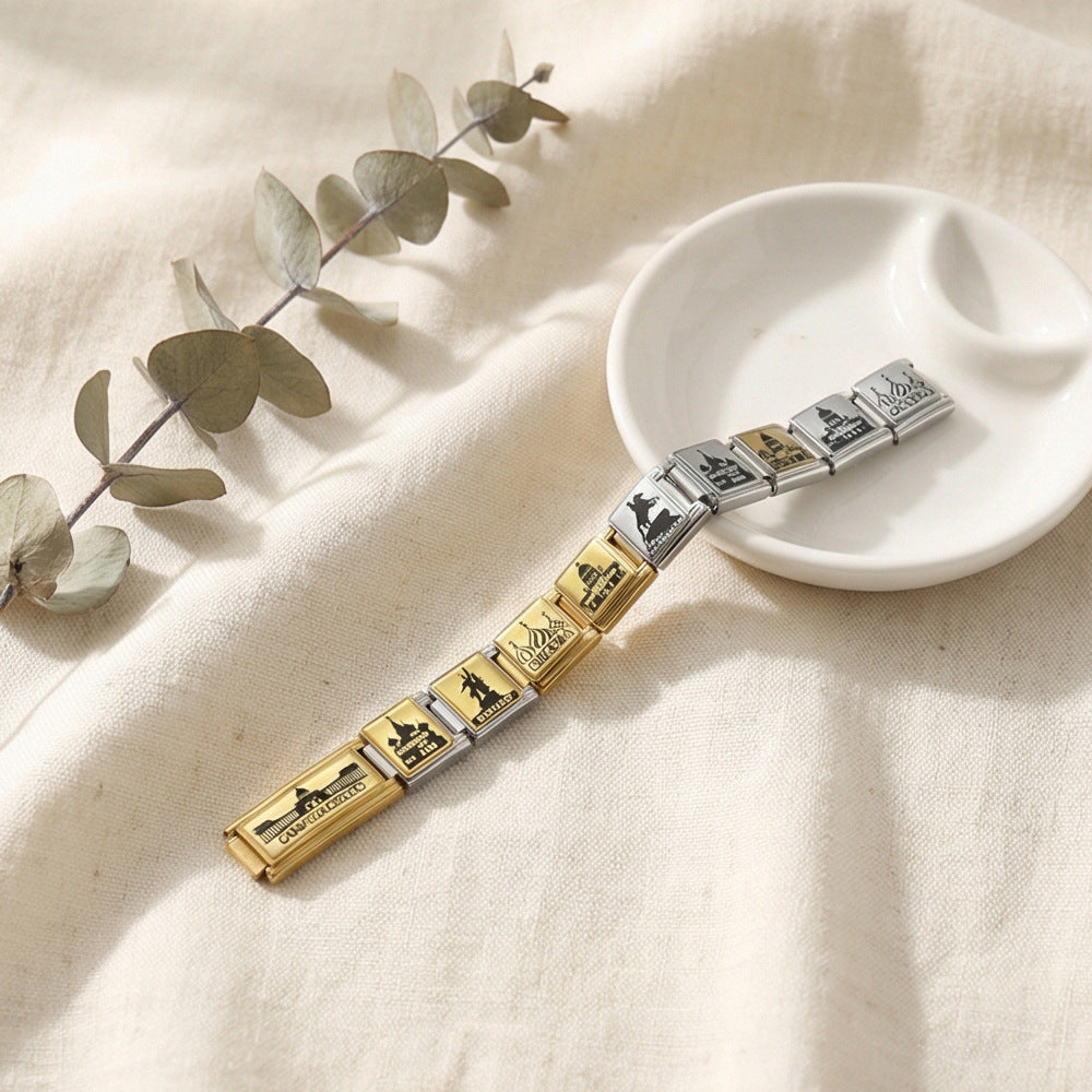 Wholesale Stainless Steel Bracelet with Russian Architectural Pattern Chic Everyday Wear
