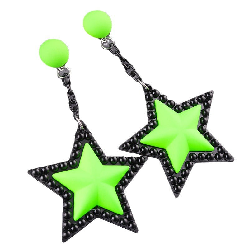 Wholesale Vintage Earrings Long Three-dimensional Five-pointed Star Acrylic Earrings