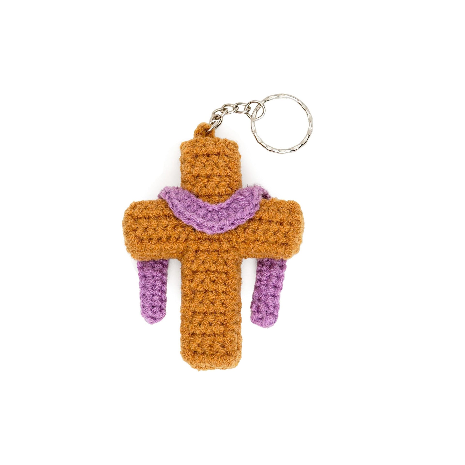 Wholesale Handmade Crochet f Cross Keychain,  Wool Yarn,  Silver Ring,  Fashion Accessory
