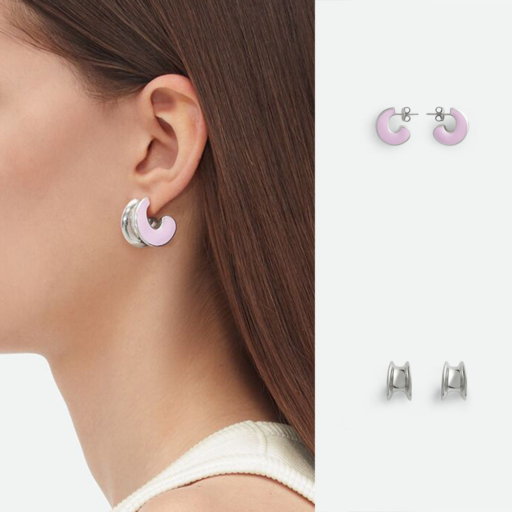 Wholesale Stainless Steel 18K Gold C- shaped Earrings