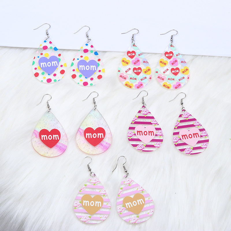 Wholesale Mother's Day Gift MOM Acrylic Printed Earrings ACC-ES-DA005