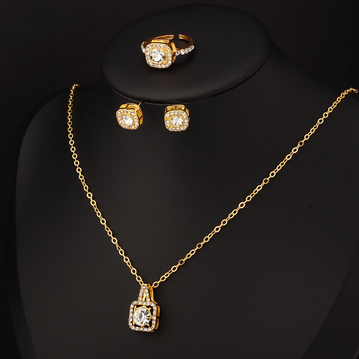 Wholesale  Four-Claw Square Diamond Fashion Light Luxury Clavicle Chain Earrings