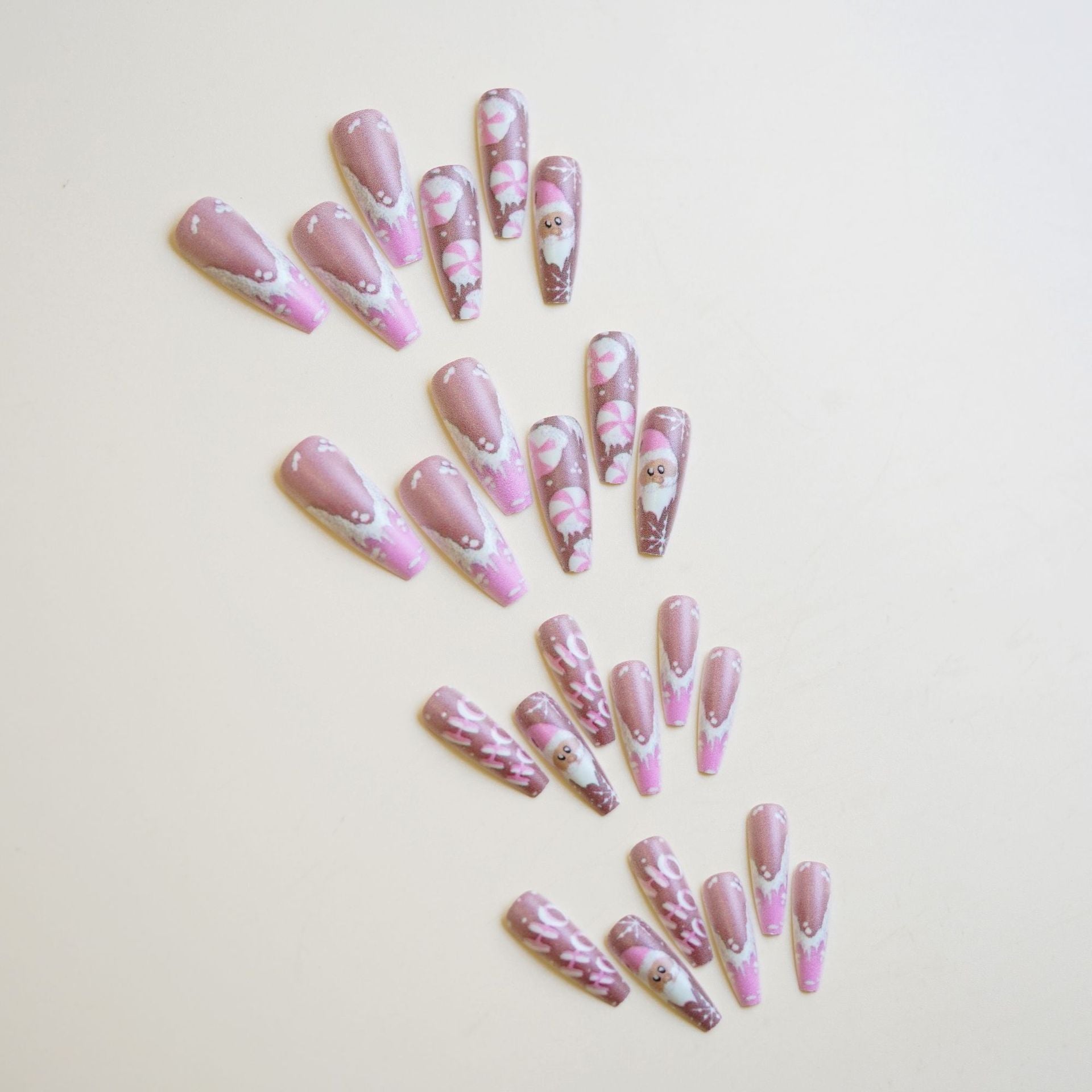 Wholesale 24 Pieces/ box Pink Christmas Nails Kits Nail Stickers