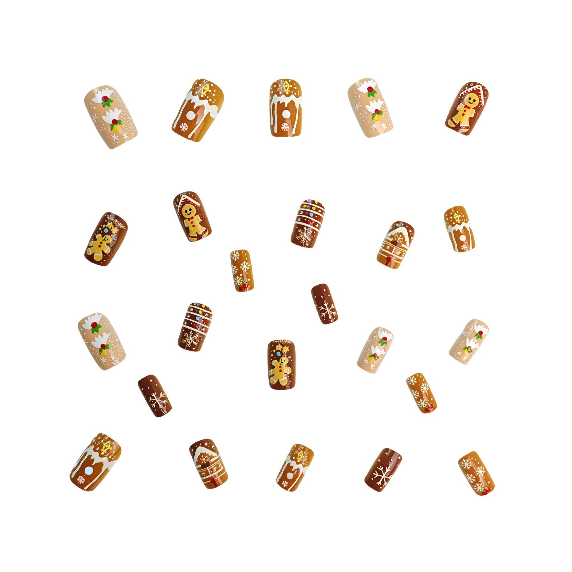 Wholesale 24 Pieces/  box Christmas Cookie Man Candy Igloo Nails Kits Nail Stickers