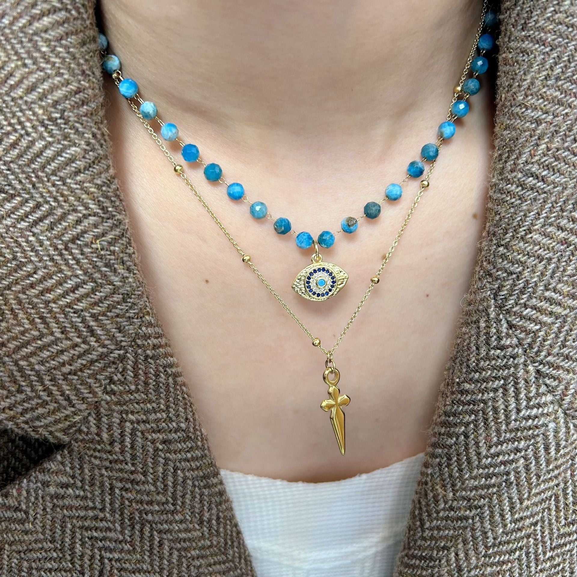 Wholesale Turtle Sword Pendant Green Stone  Natural Retro High Fashion Pendant Titanium Steel Necklace