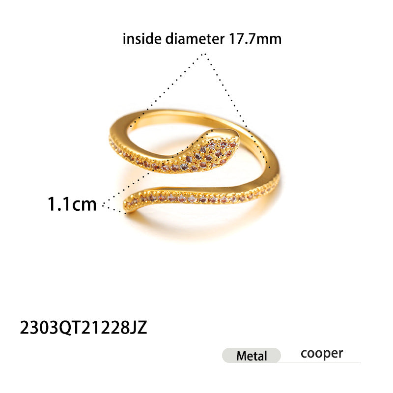 Wholesale light luxury versatile brass gold plated zircon ring