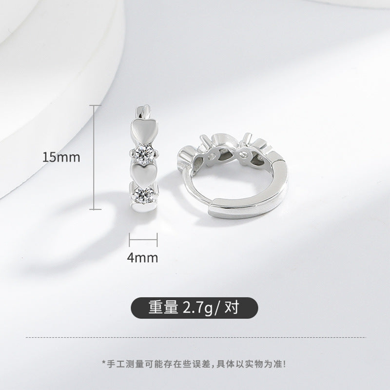 Wholesale Brass Heart-Shaped Diamond Earrings