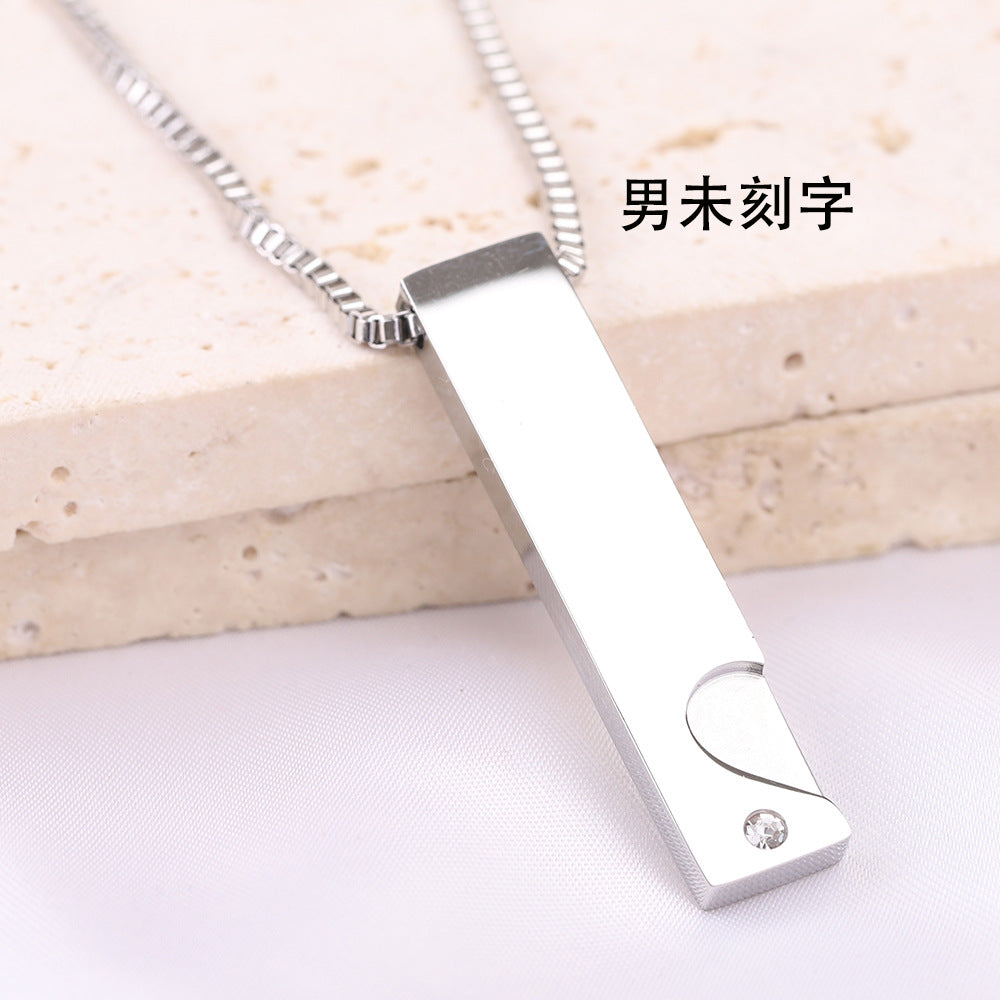Wholesale  couple  smooth long hollow love laser Logo lettering necklaces