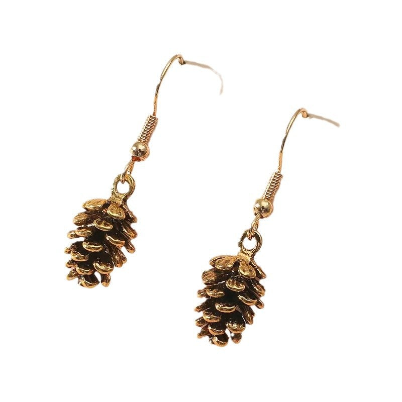 Wholesale Bohemian alloy pine cone pendant earrings