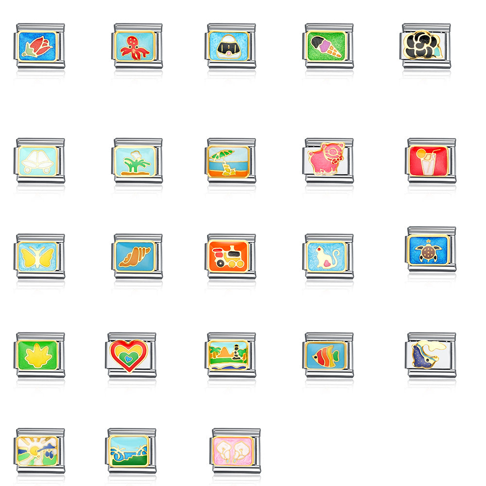 Wholesale Italian Charm Bracelet 9mm DIY Splicing Cute Creative Pendant Stainless Steel Composable Bracelet