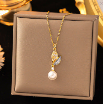 Wholesale Titanium Steel Necklace Zircon Flower Necklace ACC-NE-XuHao002