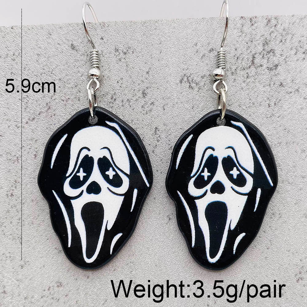 Wholesale Halloween Horror Pumpkin Ghost Tarot Acrylic Earrings ACC-ES-ChenY025