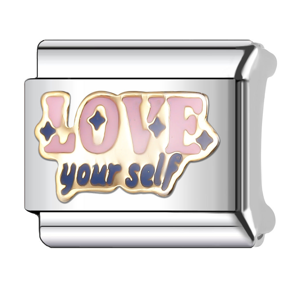 Wholesale Italian Charm Bracelet 9mm DIY Splicing English Stainless Steel Composable Bracelet