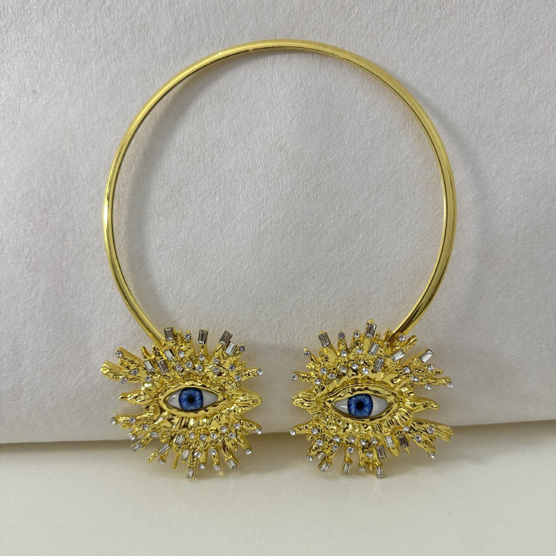 Wholesale  Devil's Eye Double-headed Collar Fashion Elegant Exaggerated Necklace