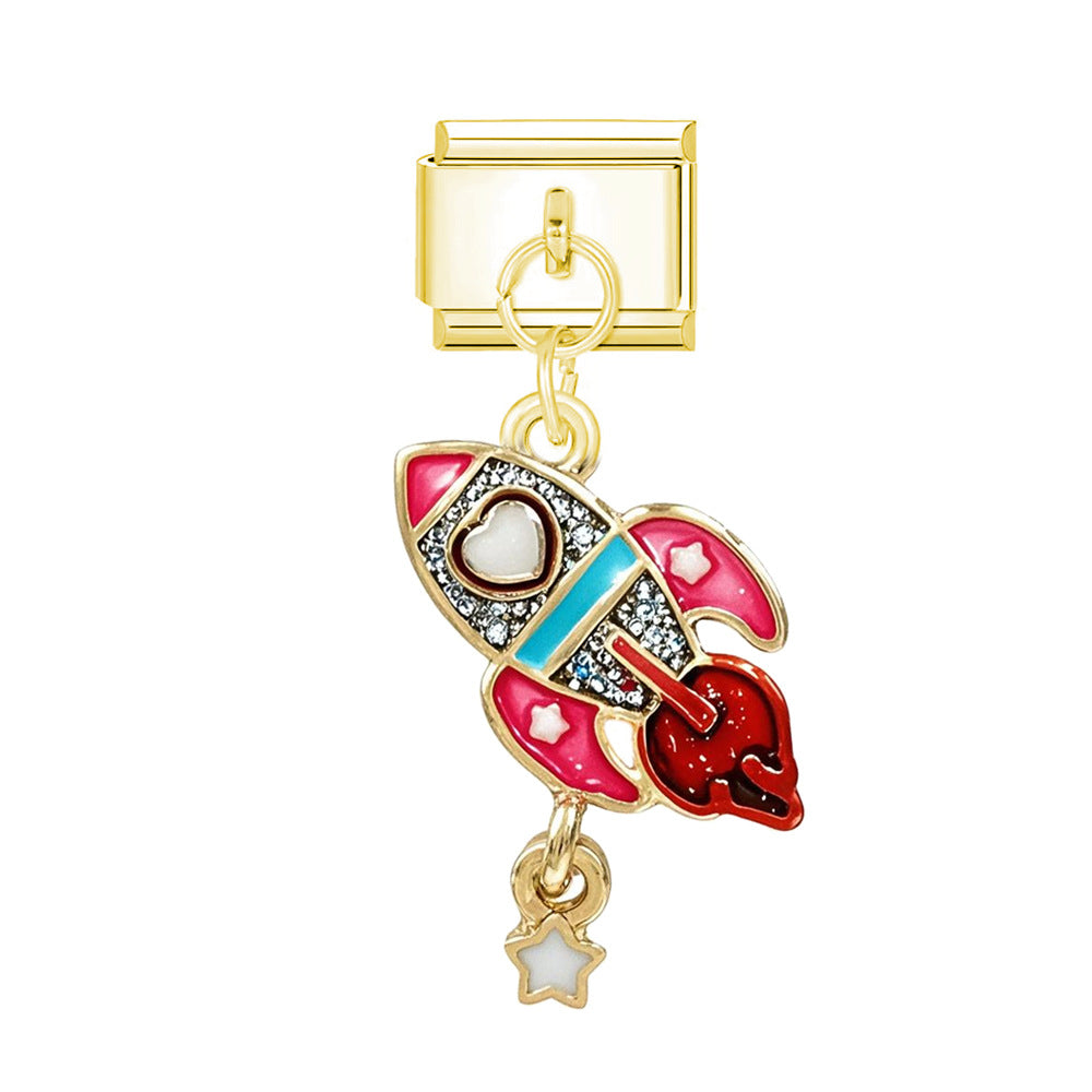 Wholesale Italian Charm Bracelet 9mm DIY Oil-Drip Single Buckle  Creative Stainless Steel Composable Bracelet