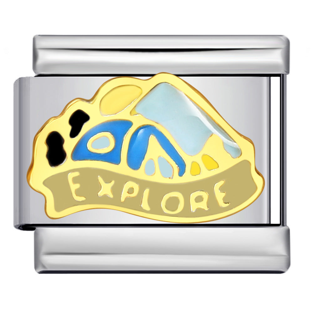 Wholesale 5pcs  9mm Italian Charm Starter Bracelets DIY square Single Section Creative Stainless Steel Composable Bracelet