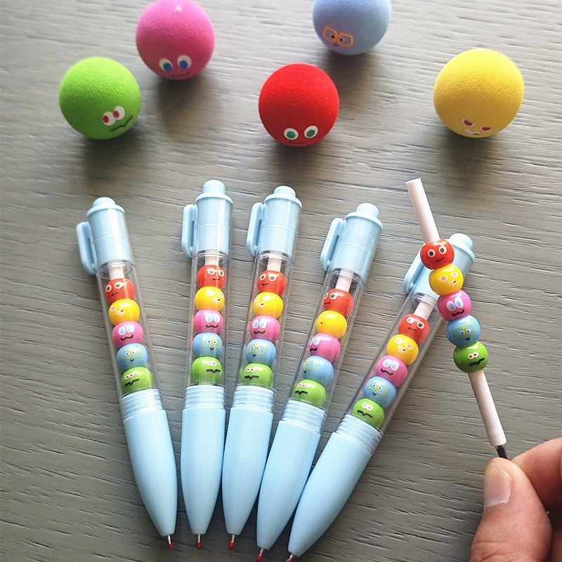 Wholesale Five Balls Cute Expression Beads Press Pen Creative String Pen