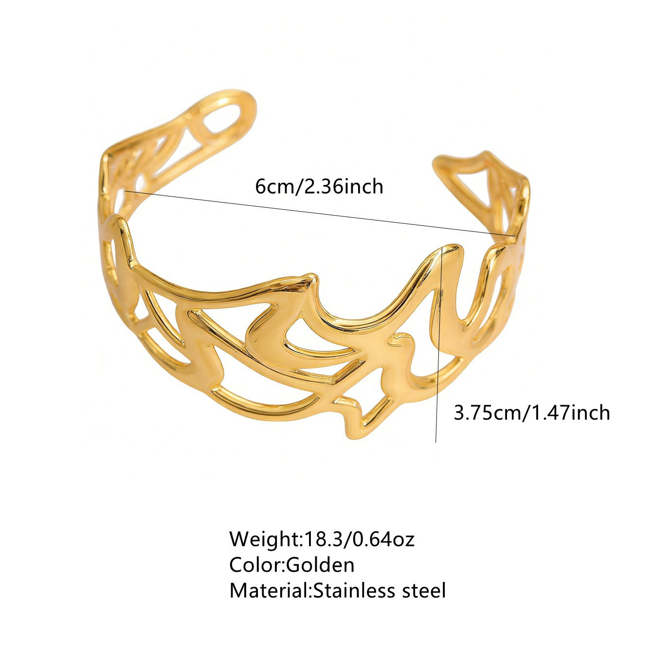 Wholesale Light Luxury Stainless Steel Open Cuff Bracelet with Cutout Design