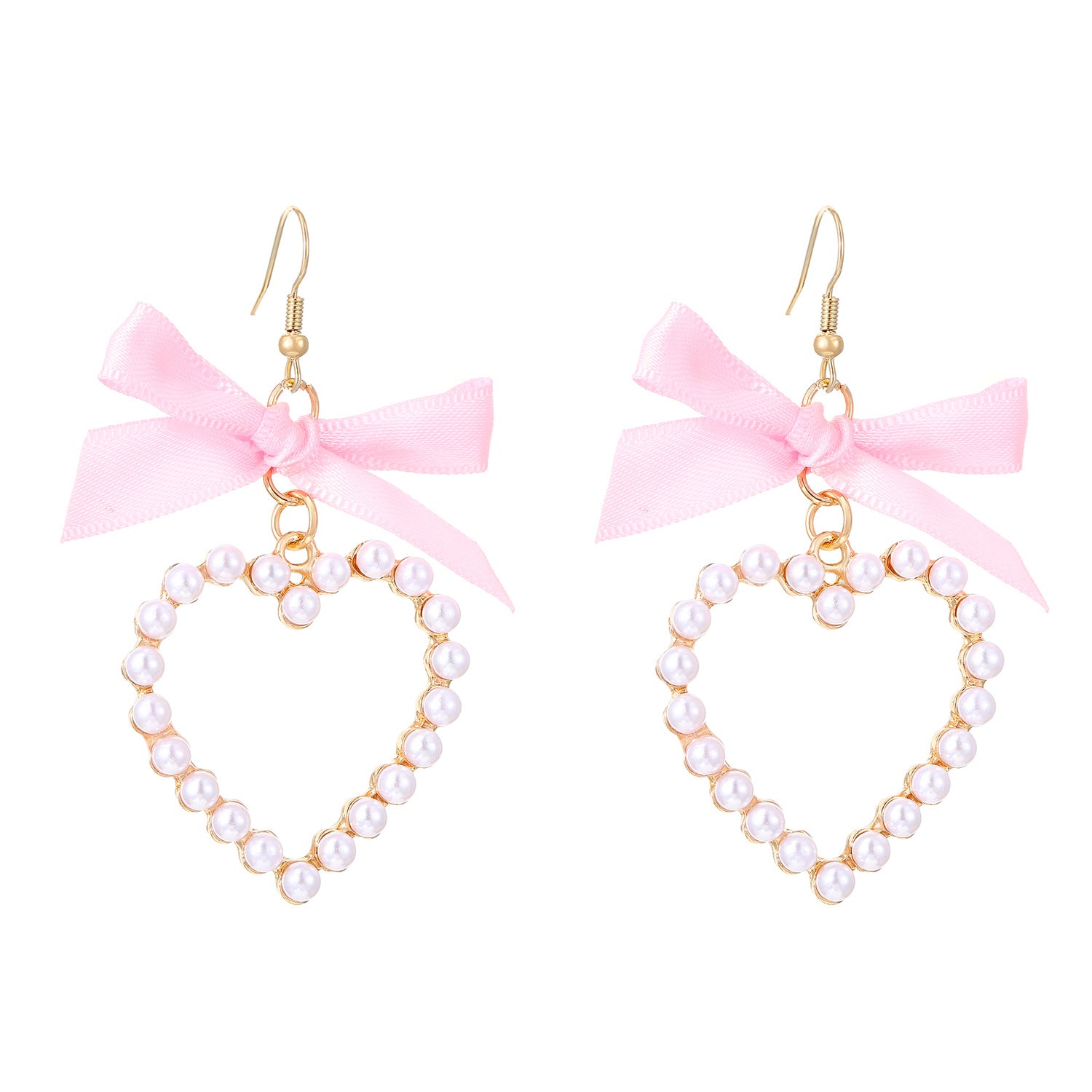 Wholesale  Cute Bow Ribbon  Pearl Love Earrings