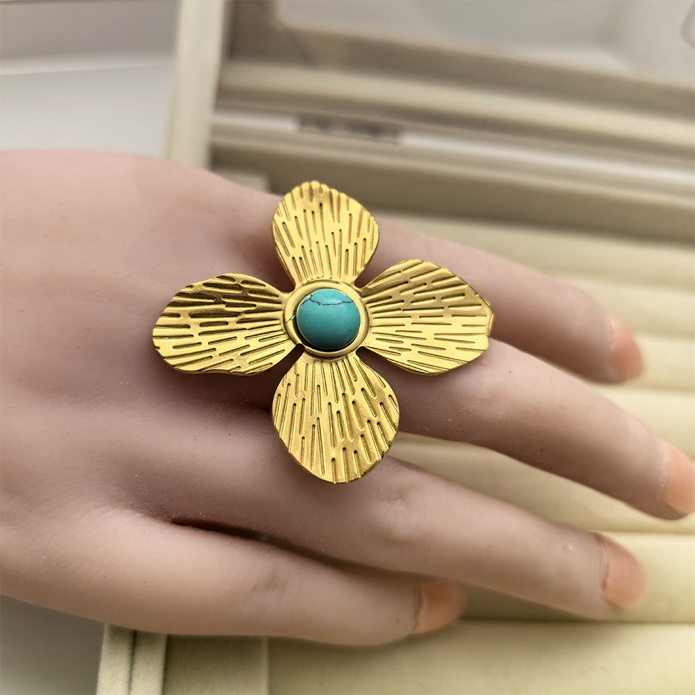 Wholesale Stainless steel  Large Flower and Leaf Rings