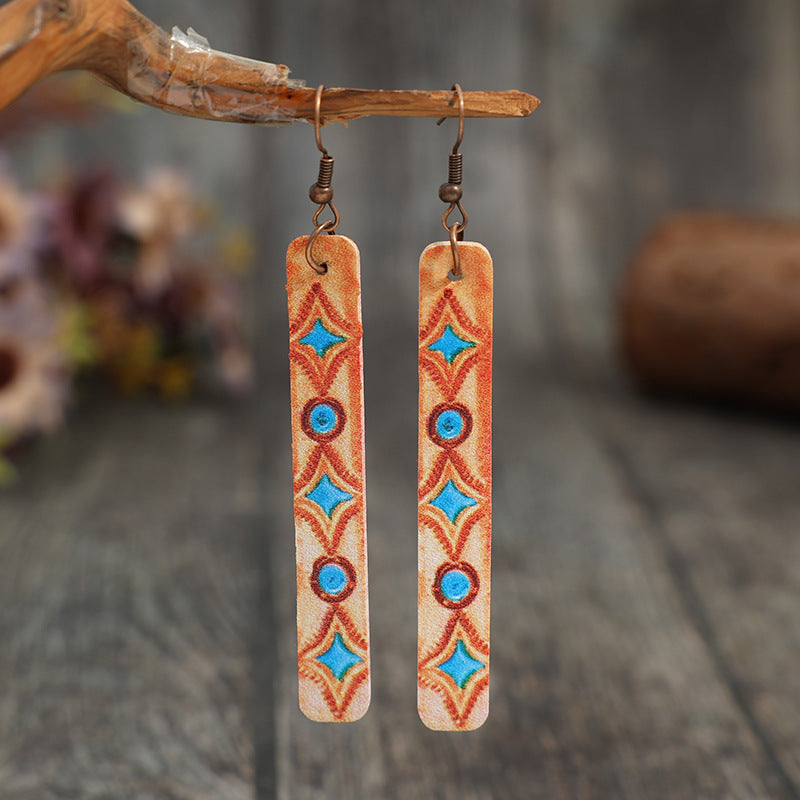 Wholesale Bohemian Retro Geometric Leather Earrings - Fashion Accessory for Party Wear