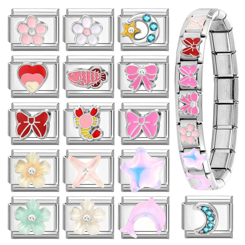 Wholesale Italian Charm Bracelet 9mm DIY Splicing Cute Creative Stainless Steel Composable Bracelet