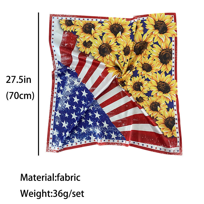 Wholesale American Independence Day Sunflower Polyester Square Scarf Silk Scarf ACC-SS-HY006
