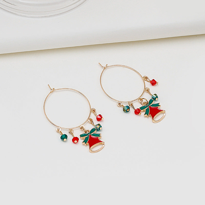 Wholesale Christmas Set Asymmetric Tassel Oil Drop Snowman Earrings