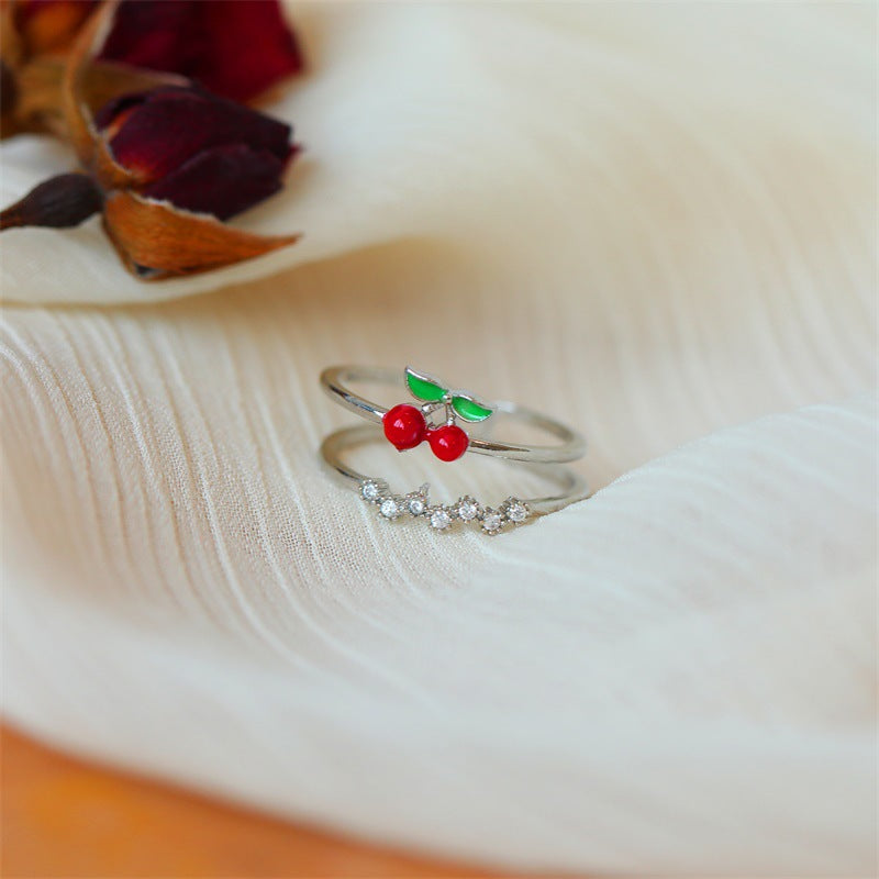 Wholesale Cute  Open Ring Double-layer Micro-inlaid Zircon Ring