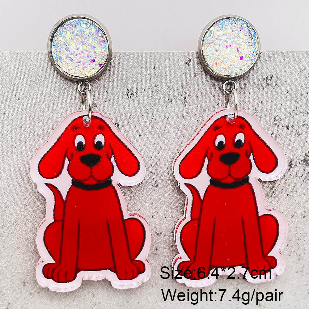 Wholesale  cartoon animal earrings  Dog elephant reading acrylic earrings