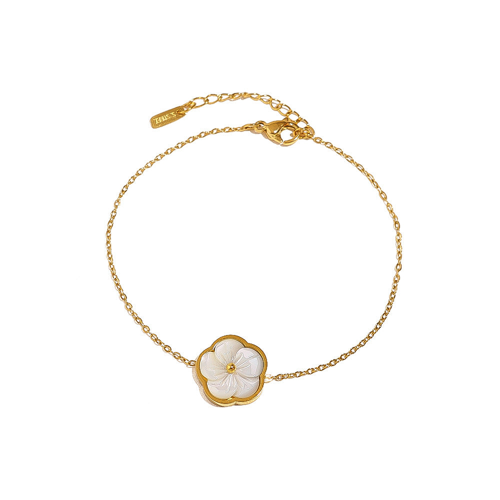 Wholesale  titanium steel jewelry suit 18K gold natural fritillary jewelry