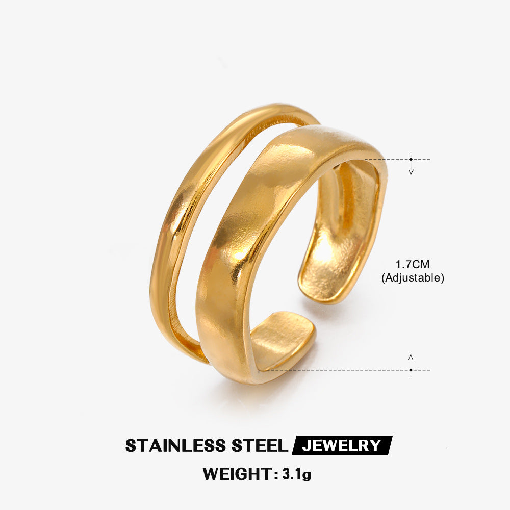 Wholesale Stainless Steel Rings Geometric Open Rings 18K Gold Plated Rings ACC-RS-JiaLi001