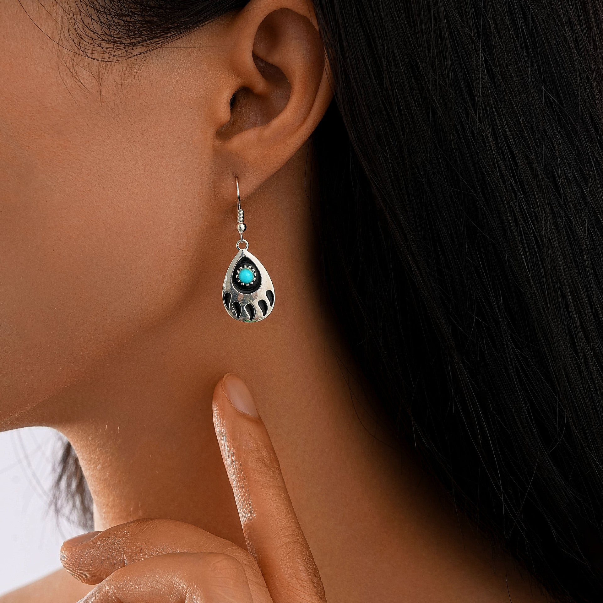 Wholesale Retro Oil Dripping Animal Paw Prints Earrings