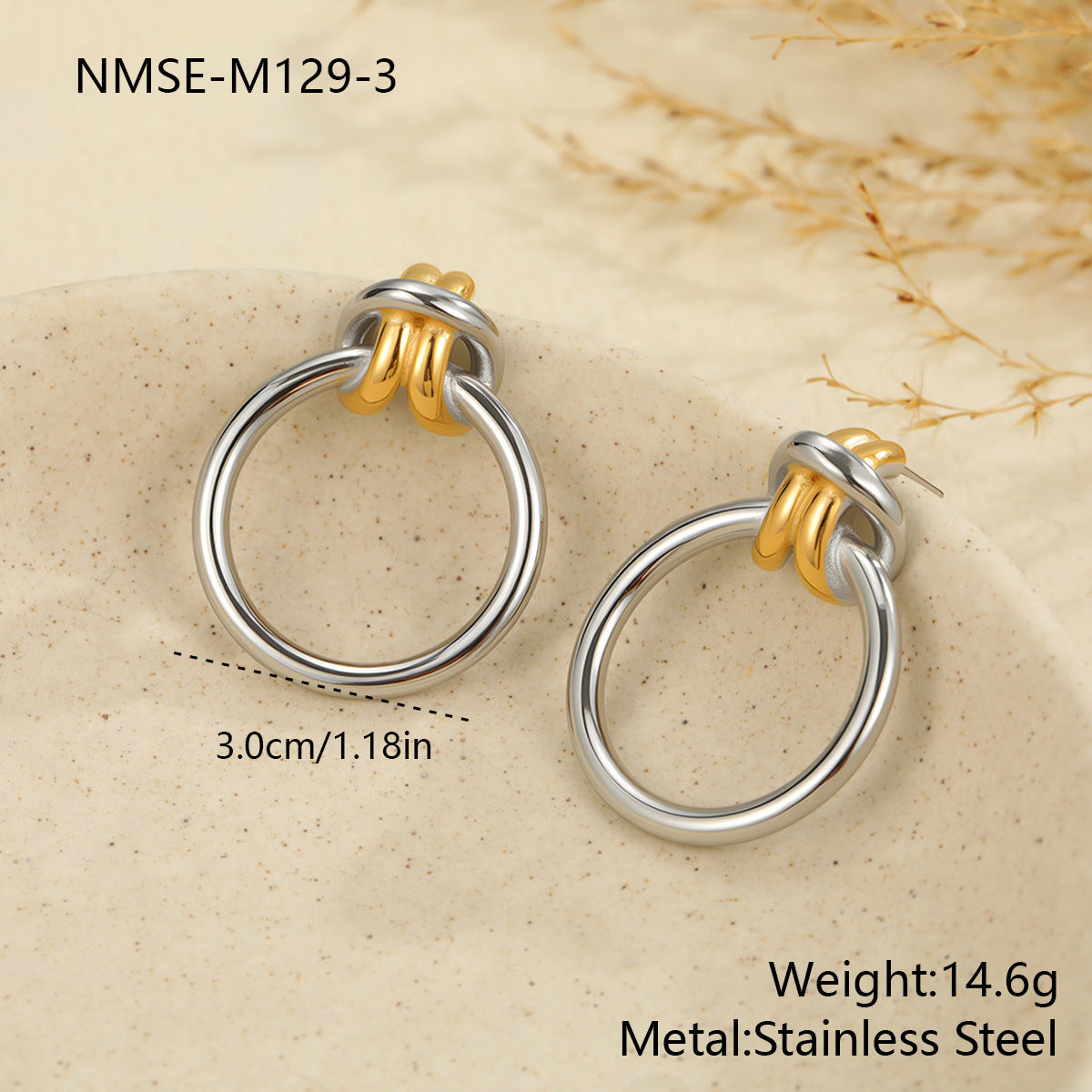 Wholesale Women' s stainless steel large circular geometric earrings